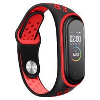 Opaska perforowana Vanfone do Xiaomi Mi Band 3/4, czarno-czerwony