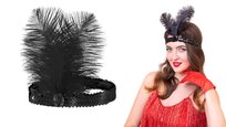 Opaska Retro Charleston Z Pióriem Kostium Lata 20 Czarna Halloween Piórko