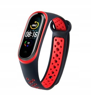 Opaska Smart Band MI BAND M4 M5 M6 Pasek do zegarka czarno czerwony perforo