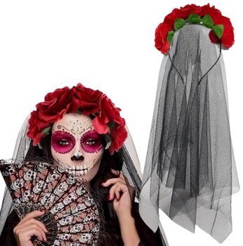 Opaska Wianek Z Kwiatami Coco Welon Kostium Strój Na Halloween Czerwony - Hopki