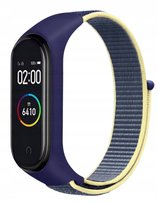 Opaska zamienna nylonowa do xiaomi mi band 3/4/5/6 kolor granatowy z żółtym