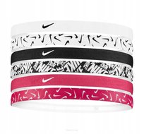 Opaski na głowę Nike Printed Headbands 6 czarno-biało-różowe