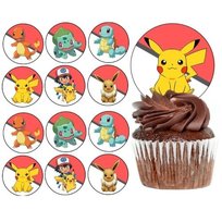 OPŁATEK NA MUFFINKI, CIASTECZKA, BABECZKI POKEMON PIKACHU 12szt