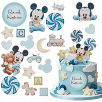 Opłatek na Tort MIKI MOUSE BABY 18 El Tabliczka Napis Mickey Myszka figurki