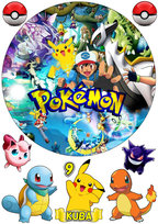 Opłatek Na Tort Pokemon Pikachu + Postacie Z Napisem Okrągły 20 cm + Imię