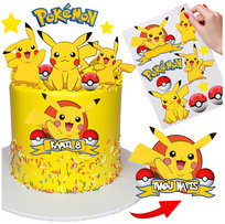 OPŁATEK NA TORT POKEMON PIKACHU ZESTAW POSTACI Z NAPISEM POSTACIE + IMIĘ