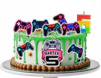 OPŁATEK ZESTAW URODZINOWY POSTACIE NA TORT - GAMER PAD GRACZ FAN GRY + IMIĘ