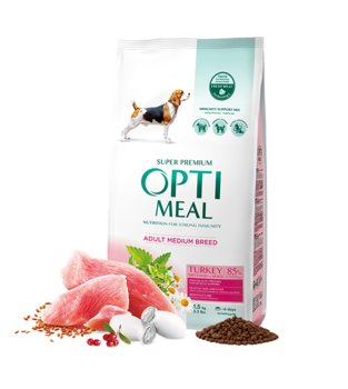 OPTIMEAL sucha karma dla psów średnich ras z indykiem 1,5 kg - Optimeal