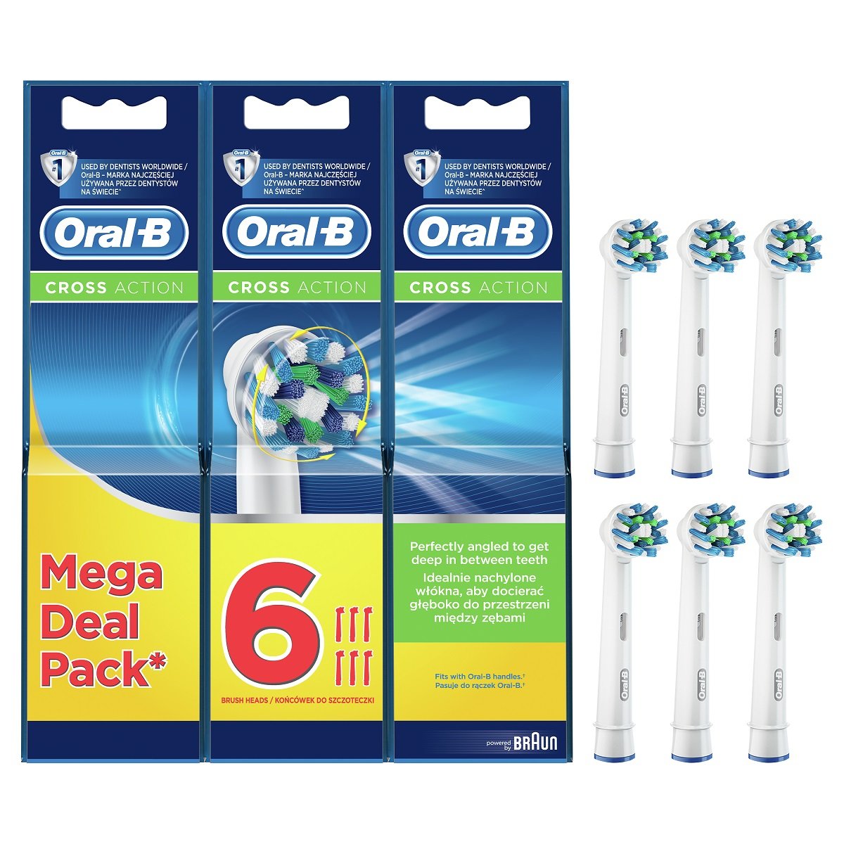 Oral-B, Końcówka do szczoteczki, Oral-B CrossAction EB50, 6 szt.