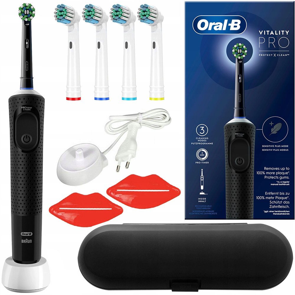 Oral-B Vitality Pro D103 Protect X Clean (Cross Action Black) + 4 zam ...