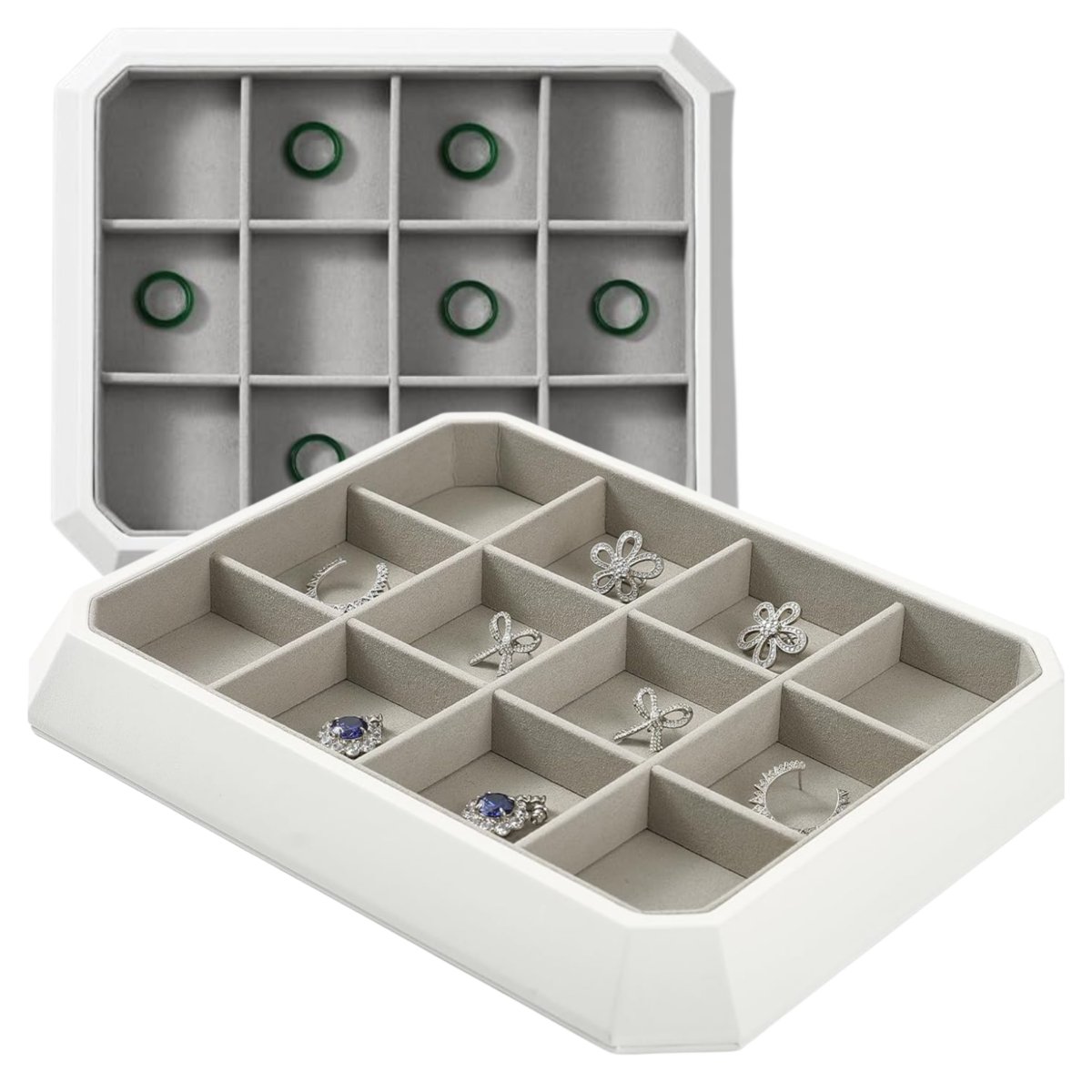 Organizer na Biżuterię Tacka do Szuflady 12 Przegródek PU 28x23 cm