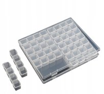 Organizer pojemnik 56 przegródek dowolnie modyfikowany 21 x 17,5 x 2,6cm Aksotronik