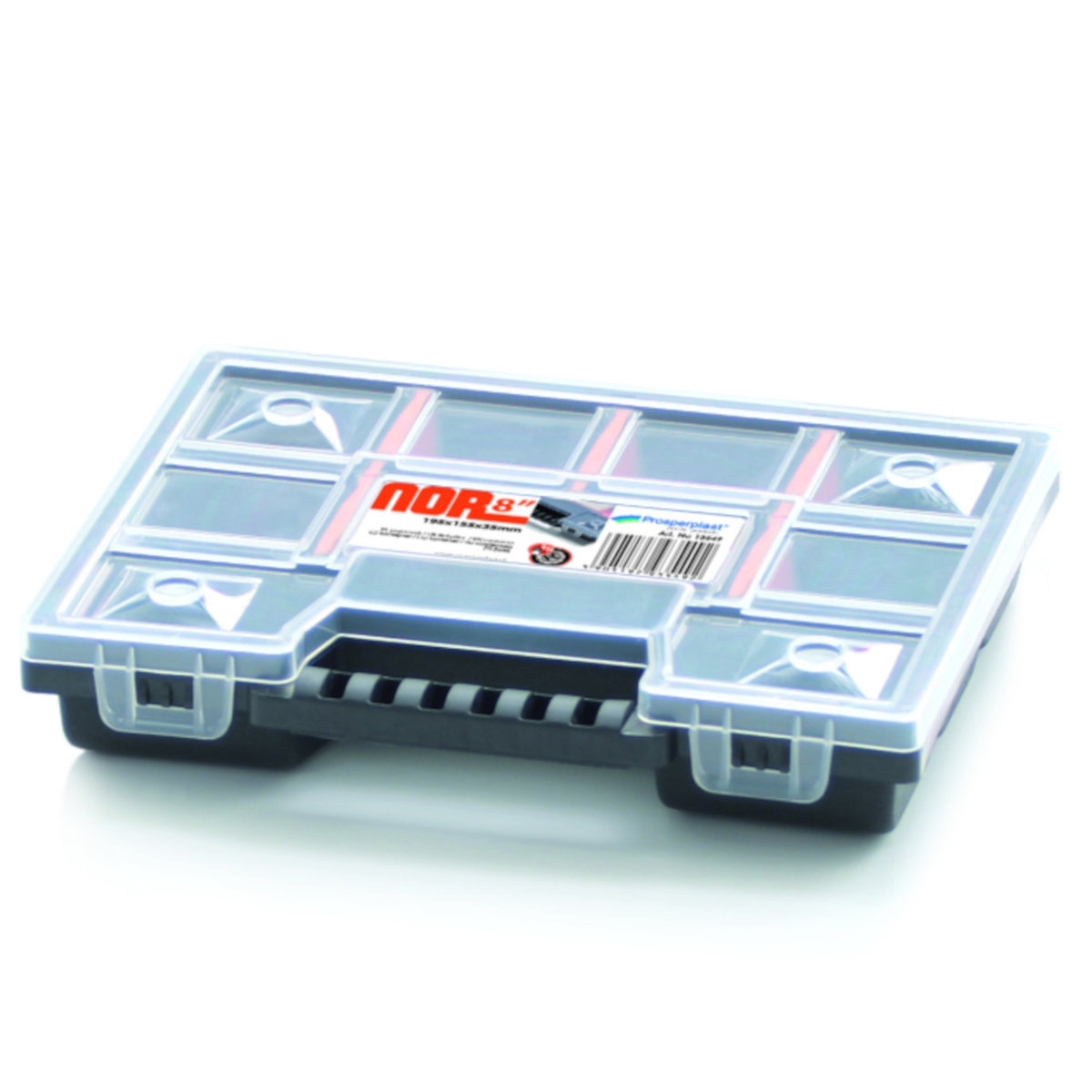 Organizer pudełko przegródki z pokrywką 19,5 x 15,5 x 3,5 cm Czarny ...