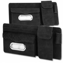 Organizer Samochodowy na Osłonę Przeciwsłoneczną Czarny Skórzany na Karty