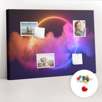 Organizer, Tablica korkowa 100x70 cm + Kolorowe Pinezki - 3D dym abstrakcja - Coloray