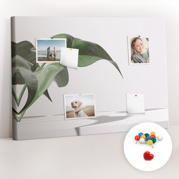 Organizer, Tablica korkowa 100x70 cm + Kolorowe Pinezki - Abstrakcyjne liście - Coloray