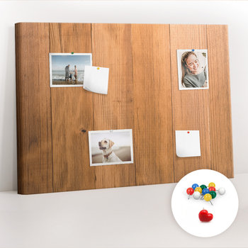 Organizer, Tablica korkowa 100x70 cm + Kolorowe Pinezki - Drewniane deski - Coloray
