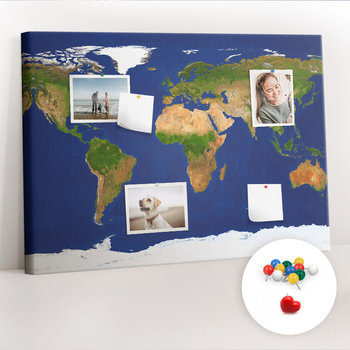 Organizer, Tablica korkowa 100x70 cm + Kolorowe Pinezki - Duża mapa świata - Coloray