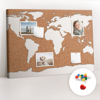 Organizer, Tablica korkowa 100x70 cm + Kolorowe Pinezki - Korkowa mapa świata - Coloray