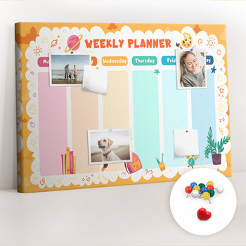 Organizer, Tablica korkowa 100x70 cm + Kolorowe Pinezki - Plan lekcji - Coloray