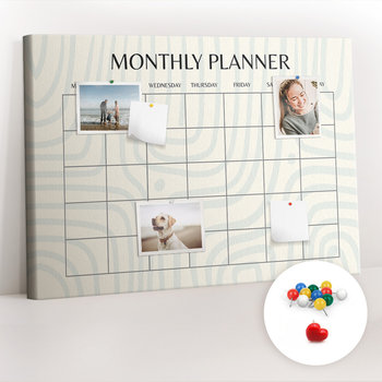 Organizer, Tablica korkowa 100x70 cm + Kolorowe Pinezki - Planer miesięczny - Coloray