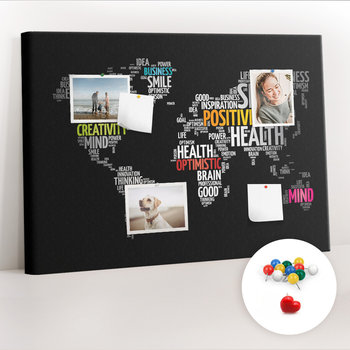 Organizer, Tablica korkowa 100x70 cm + Kolorowe Pinezki - Pozytywna mapa świata - Coloray