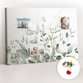 Organizer, Tablica korkowa 100x70 cm + Kolorowe Pinezki - Rośliny liście - Coloray
