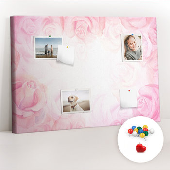 Organizer, Tablica korkowa 100x70 cm + Kolorowe Pinezki - Róże abstrakcja - Coloray