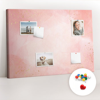Organizer, Tablica korkowa 100x70 cm + Kolorowe Pinezki - Różowy marmur - Coloray