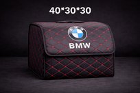 Organizer/torba do bagażnika z logo BMW czarny, pikowana. Skóra PU 40*30cm
