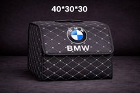 Organizer/torba do bagażnika z logo BMW czarny z białym, pikowana. Skóra PU
