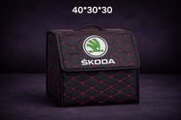 Organizer/torba do bagażnika z logo Śkoda czarny, pikowana.Skóra PU 40*30cm