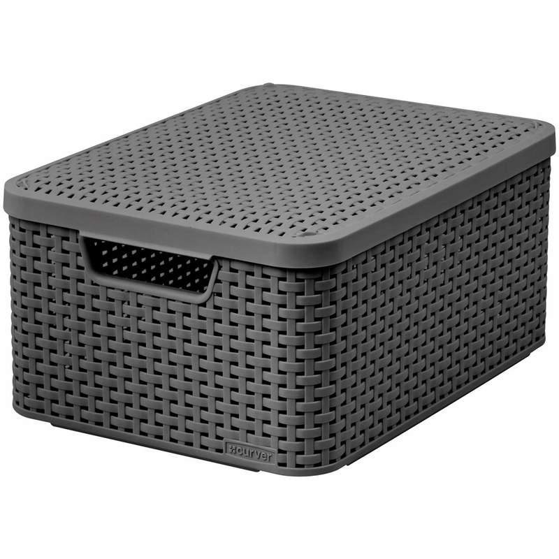 Organizer z pokrywką CURVER Style, grafitowy, 39,3x29,3x18,7 cm