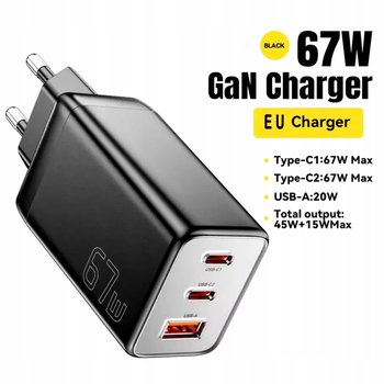 ORGINALNA SZYBKA ŁADOWARKA SIECIOWA ESSAGER 67W, GaN, 2xUSB-C, 1xUSB-A - Inny producent