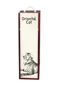 Oriental - pudełko na wino z kotem, pudełko na alkohol z grafiką, personalizowane pudełko na prezent marki Art-Dog - Art-Dog