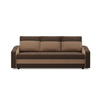 ORION - Sofa rozkładana, Trzyosobowa, Funkcja spania, Pojemnik na pościel, Bonell, Ciemnobrązowy + Brązowy