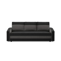 ORION - Sofa rozkładana, Trzyosobowa, Funkcja spania, Pojemnik na pościel, Bonell, Czarny + Biały
