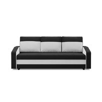 ORION - Sofa rozkładana, Trzyosobowa, Funkcja spania, Pojemnik na pościel, Czarny + Biały