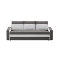 ORION - Sofa rozkładana, Trzyosobowa, Funkcja spania, Pojemnik na pościel, Szary + Biały