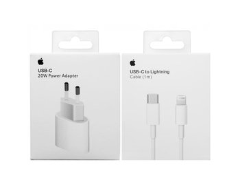 ORYGINALNA ŁADOWARKA SZYBKA DO APPLE IPHONE 20W+KABEL USB-C LIGHTNING 1M - Apple