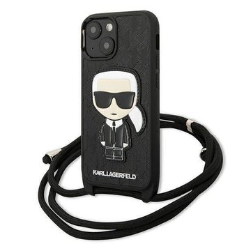 Oryginalne Etui IPHONE 13 MINI Karl Lagerfeld Hardcase Leather Monogram Patch And Cord Iconik (KLHCP13SCMNIPK) czarne - Karl Lagerfeld