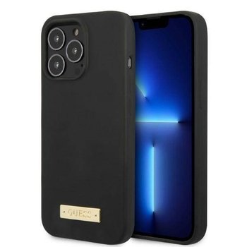 Oryginalne Etui IPHONE 13 PRO MAX Guess Hard Case Silicone Logo Plate MagSafe (GUHMP13XSPLK) czarne - GUESS