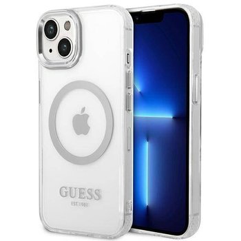 Oryginalne Etui Iphone 14 Guess Hard Case Metal Outline Magsafe (Guhmp14Shtrms) Srebrne - GUESS