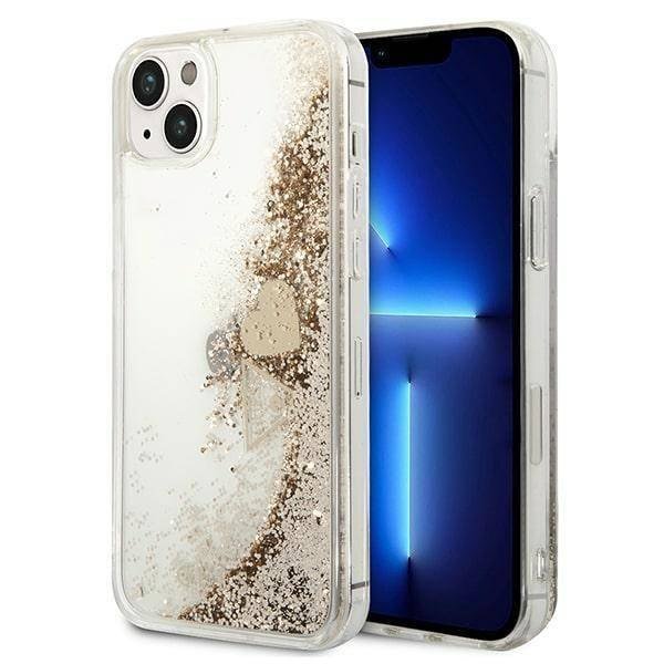 Guess Logotipo Dorado Compatible con iPhone 14 y Compatible con iPhone 13 - Marrón