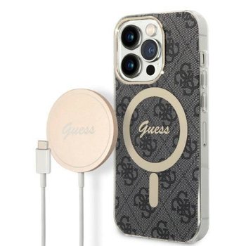 Oryginalne Etui IPHONE 14 PRO Guess Hardcase 4G Print MagSafe + Wireless Charger (GUBPP14LHJEACSA) czarne - GUESS