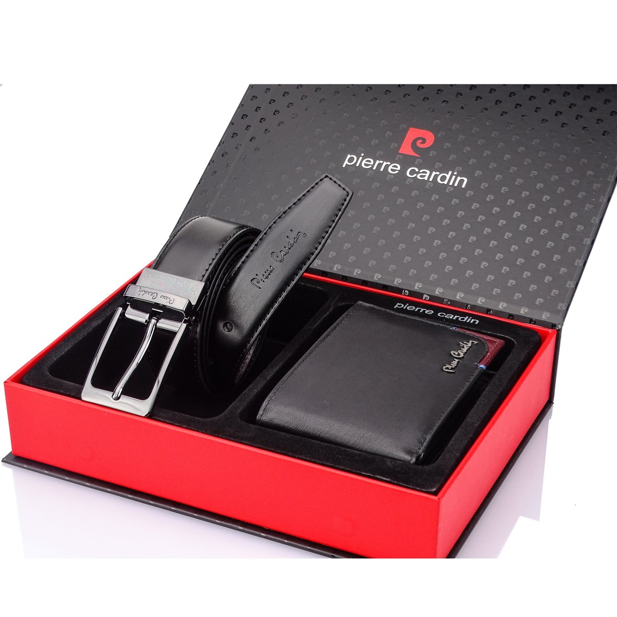 ORYGINALNY MĘSKI ZESTAW PREZENTOWY DWUSTRONNY PASEK + PORTFEL PIERRE CARDIN