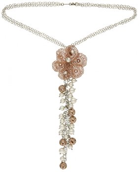 Oryginalny srebrny naszyjnik z perłami - Rosanto