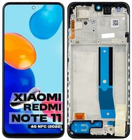 Oryginalny wyświetlacz LCD + ekran dotykowy Xiaomi Redmi Note 11 (4G NFC) (2022) 5600010K7T00 SERVICE PACK czarny z ramką