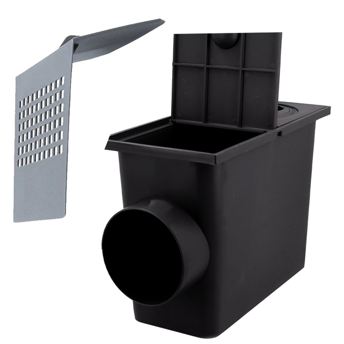 Osadnik rynnowy boczny studzienka z filtrem czyszczak 110 mm czarny-Zdjęcie-0