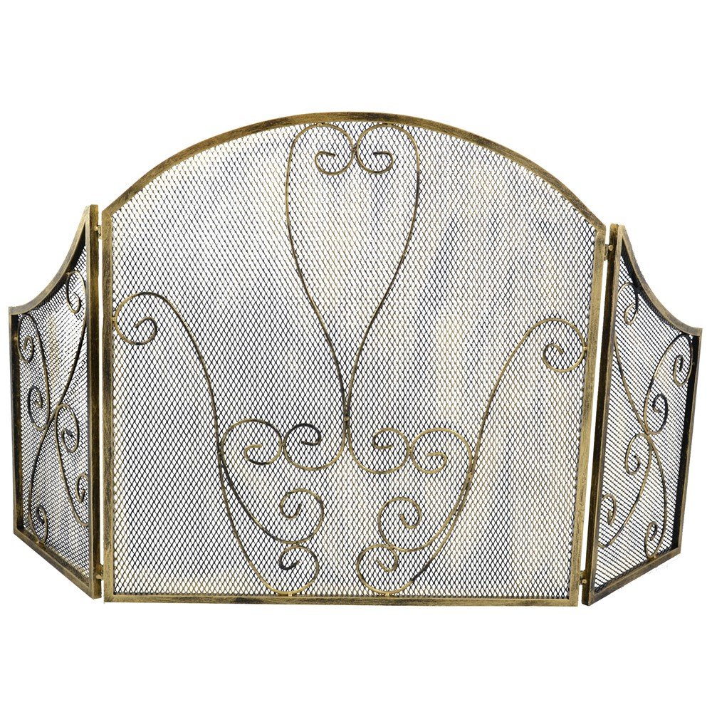 Osłona do kominka, złota, 72 cm